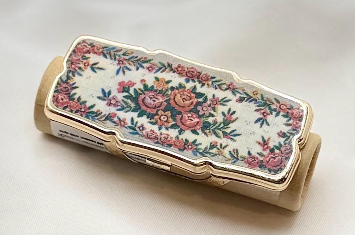 Vintage Rectangle Series of Statement Lipstick Holders with Flip-Up Mirror - Lip gloss travel carrier