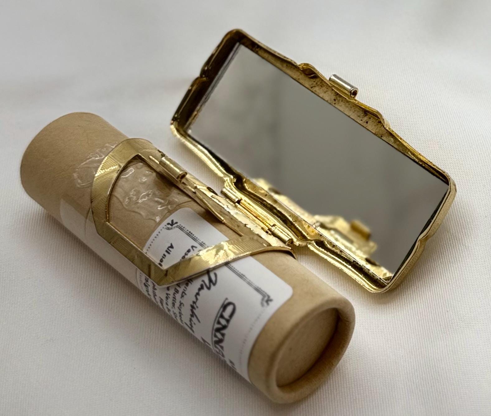 Vintage Rectangle Series of Statement Lipstick Holders with Flip-Up Mirror - Lip gloss travel carrier