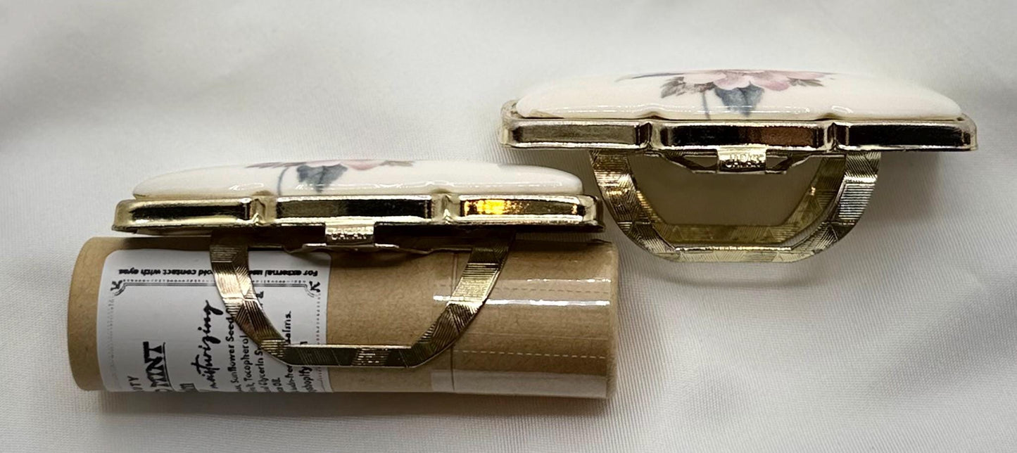Vintage Rectangle Series of Statement Lipstick Holders with Flip-Up Mirror - Lip gloss travel carrier