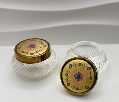 Vintage Collectible Vanity Powder Glass Jars - Ladies Dresser