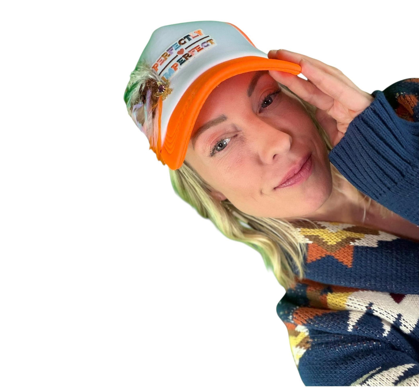 NEW Style Statement “Perfectly Imperfect” Patchwork Jeweled Trucker Hat