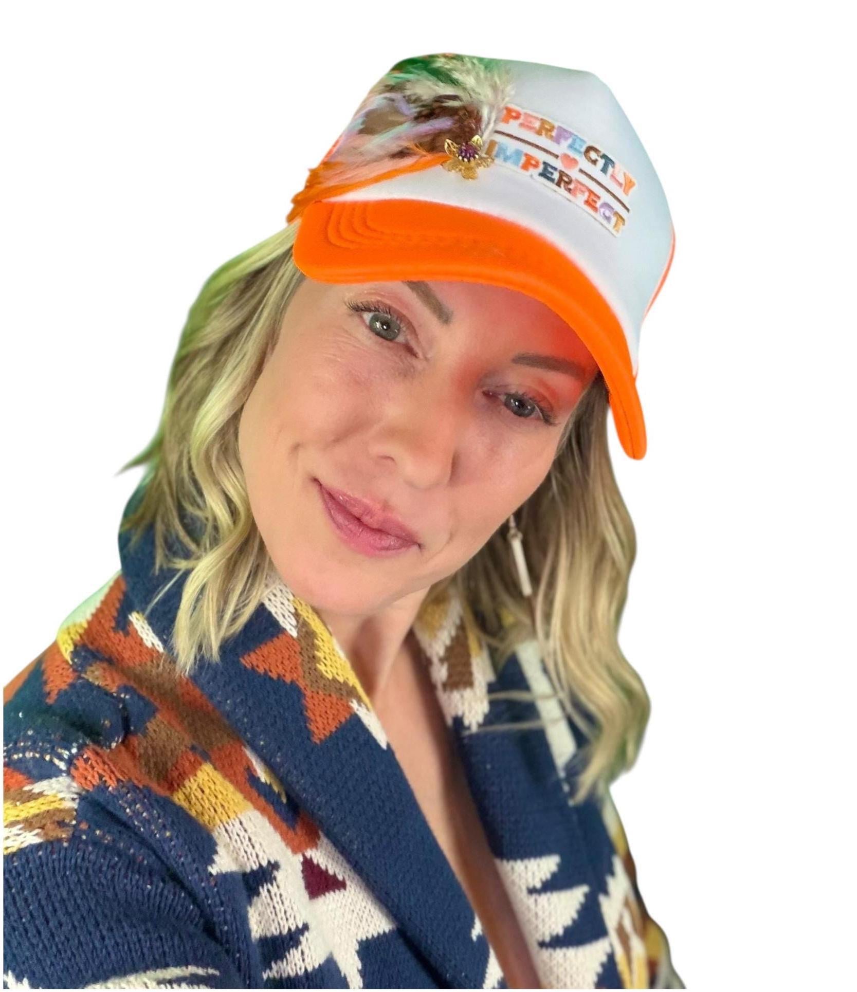 NEW Style Statement “Perfectly Imperfect” Patchwork Jeweled Trucker Hat