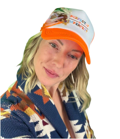 NEW Style Statement “Perfectly Imperfect” Patchwork Jeweled Trucker Hat