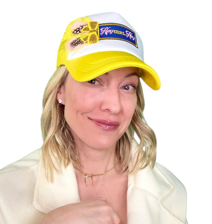NEW Style Statement “Hey GIRL Hey” Patchwork Jeweled Trucker Hat