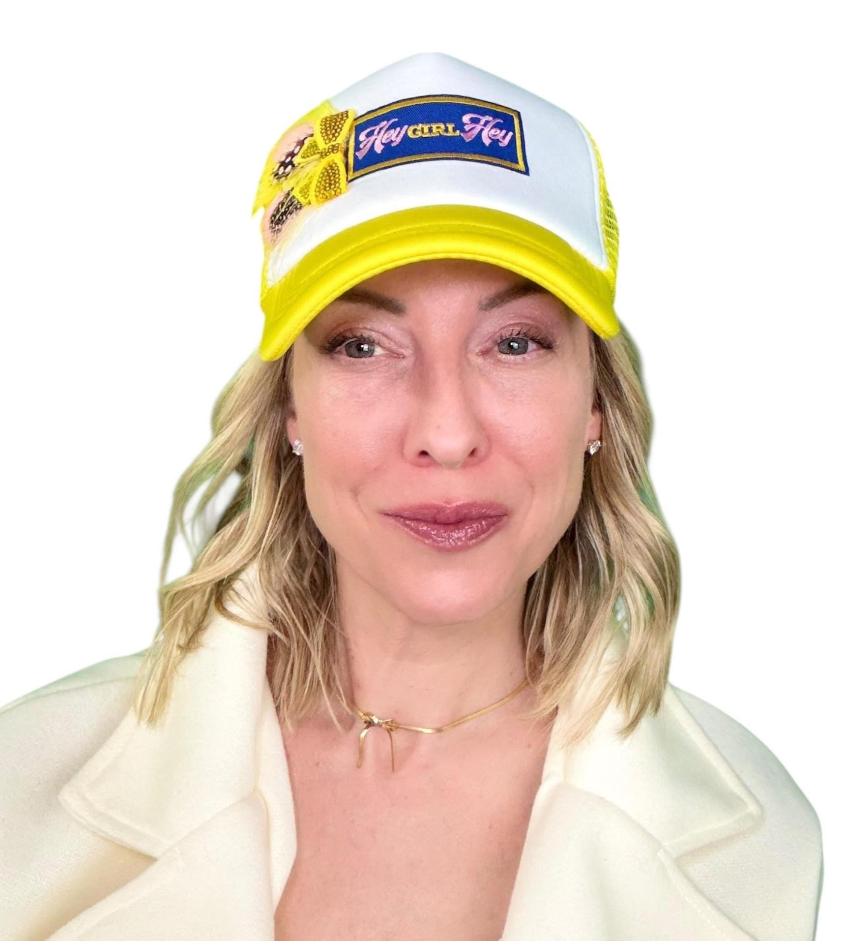 NEW Style Statement “Hey GIRL Hey” Patchwork Jeweled Trucker Hat
