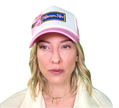 NEW Style Statement “Hey GIRL Hey” Patchwork Jeweled Trucker Hat
