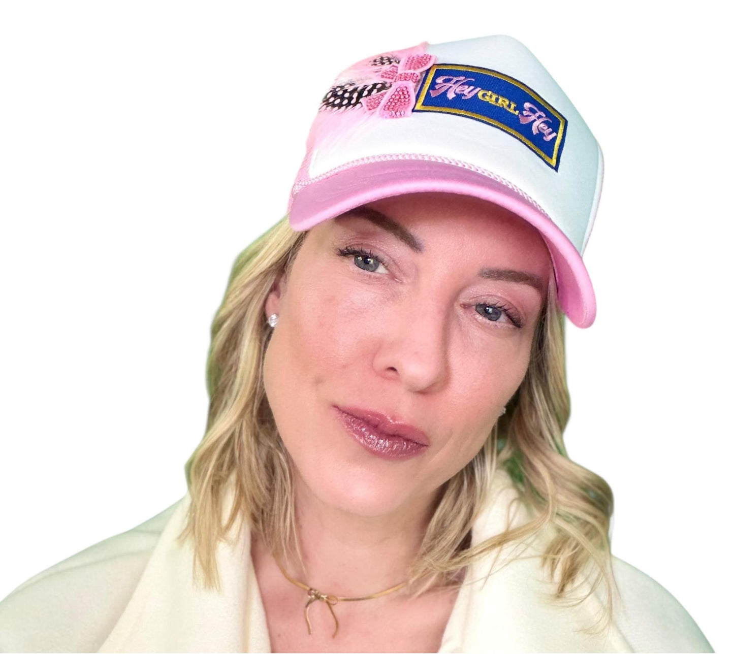 NEW Style Statement “Hey GIRL Hey” Patchwork Jeweled Trucker Hat