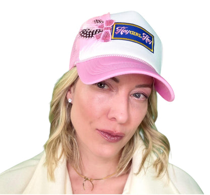 NEW Style Statement “Hey GIRL Hey” Patchwork Jeweled Trucker Hat