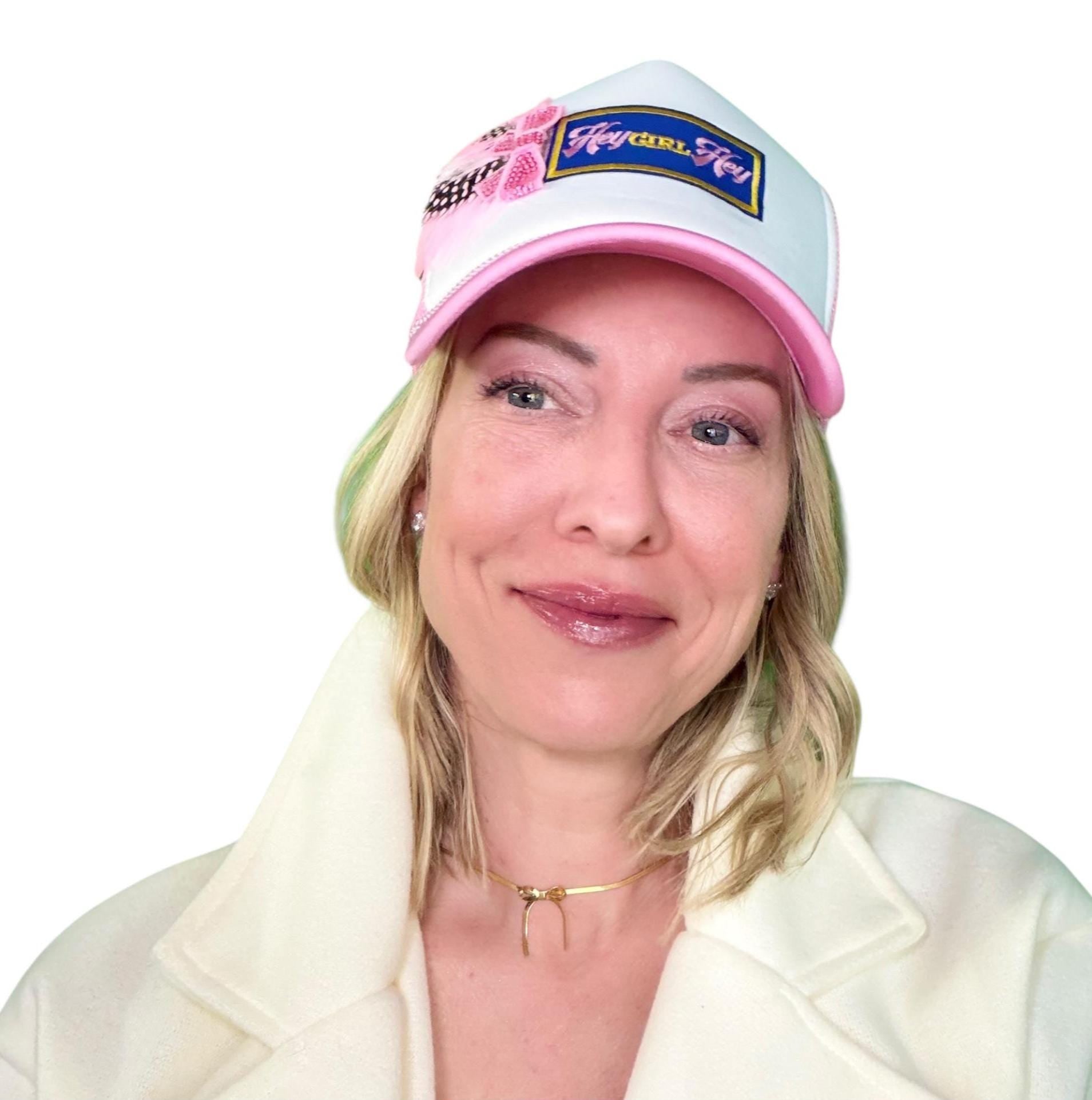 NEW Style Statement “Hey GIRL Hey” Patchwork Jeweled Trucker Hat