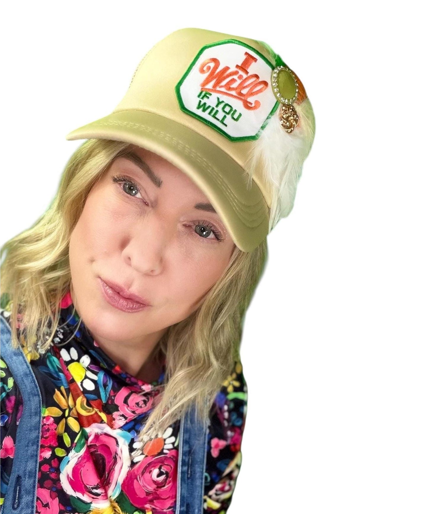 NEW Style Statement “I Will If You Will” Patchwork Jeweled Trucker Hat