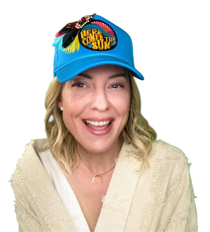 NEW Style Statement “Here Comes The Sun” Patchwork Jeweled Trucker Hat