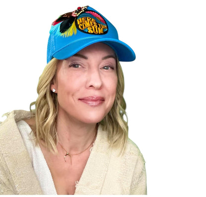 NEW Style Statement “Here Comes The Sun” Patchwork Jeweled Trucker Hat