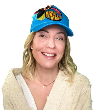 NEW Style Statement “Here Comes The Sun” Patchwork Jeweled Trucker Hat