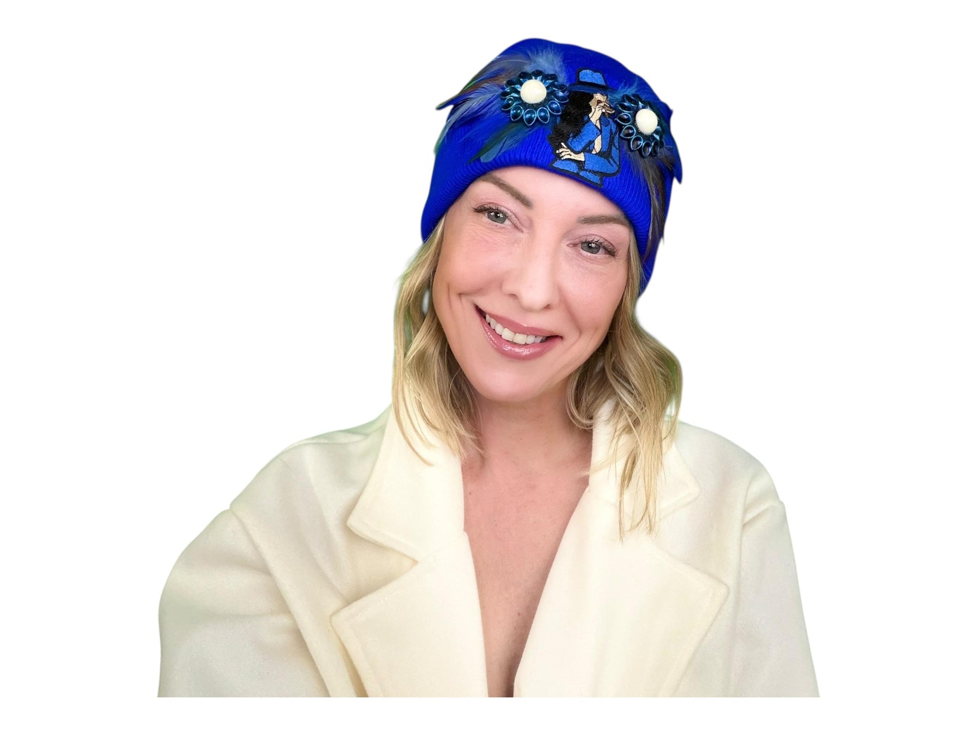 NEW Style Statement “Cigar Woman” Patchwork Jeweled Fashionable Avant-Garde Winter Hat