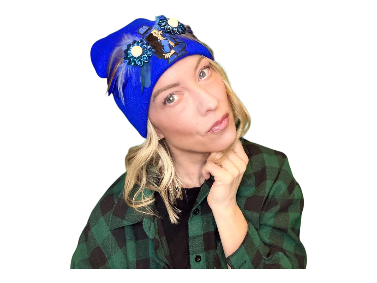 NEW Style Statement “Cigar Woman” Patchwork Jeweled Fashionable Avant-Garde Winter Hat