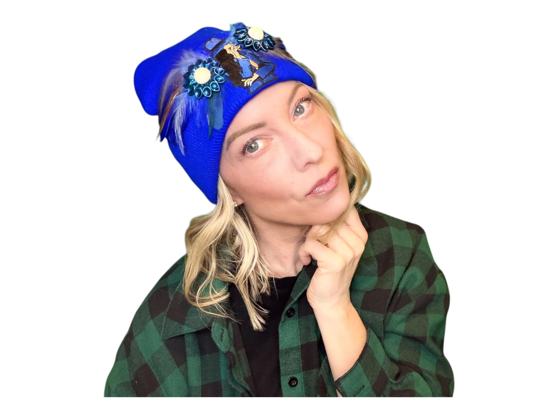 NEW Style Statement “Cigar Woman” Patchwork Jeweled Fashionable Avant-Garde Winter Hat
