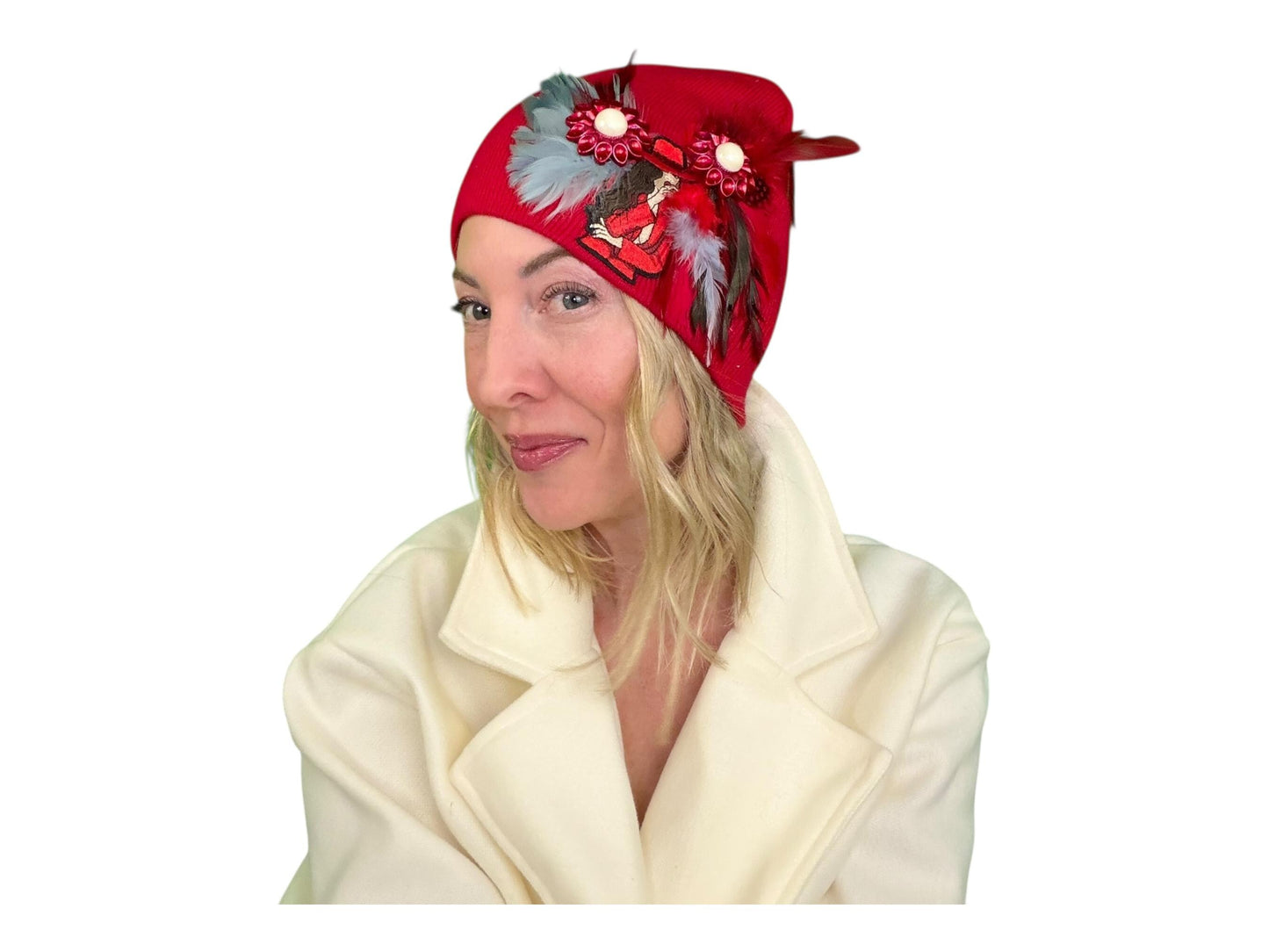 NEW Style Statement “Cigar Woman” Patchwork Jeweled Fashionable Avant-Garde Winter Hat
