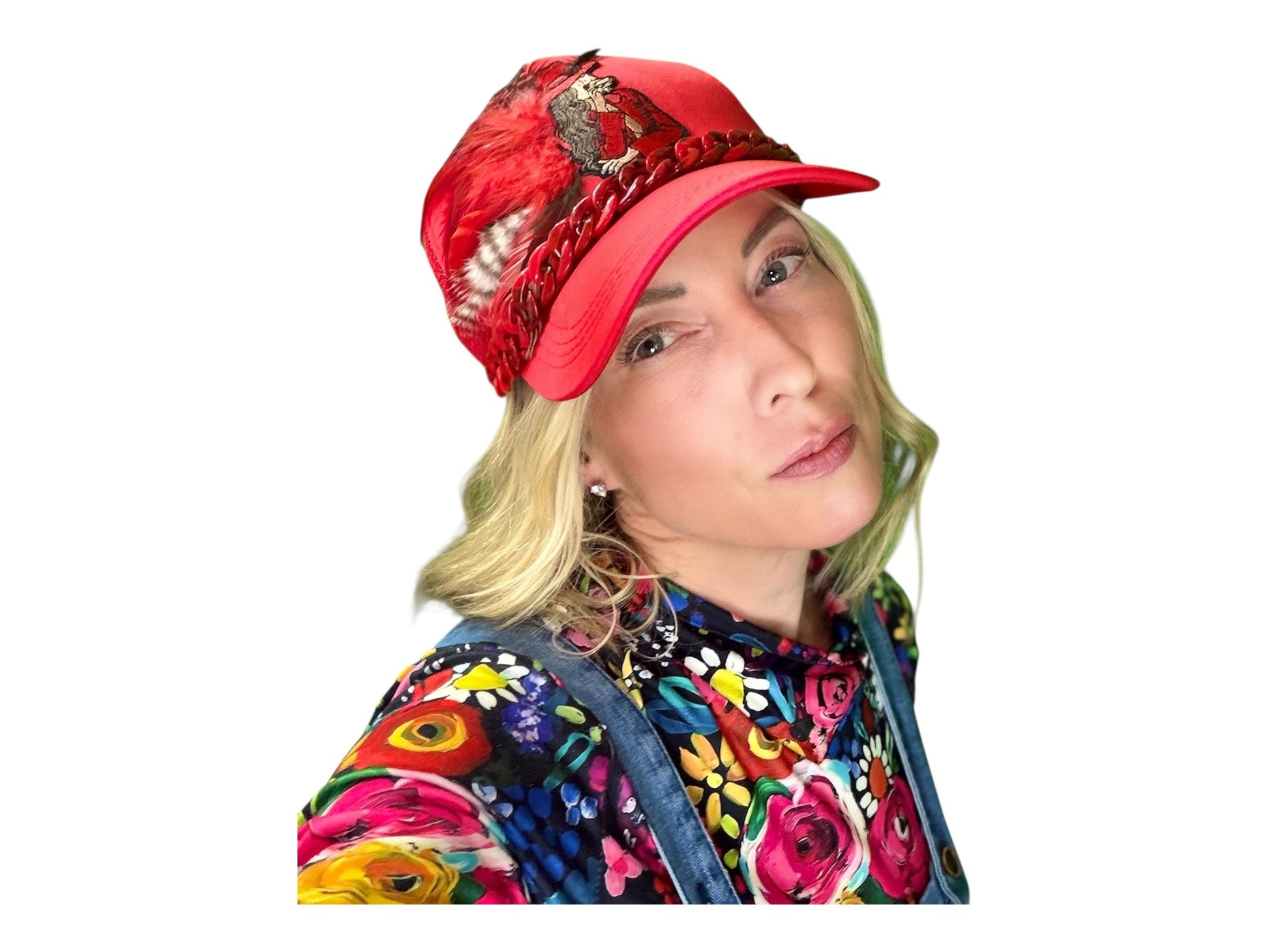 NEW Style Statement “Cigar Woman” Patchwork Jeweled Fashionable Avant-Garde Turcker Hat