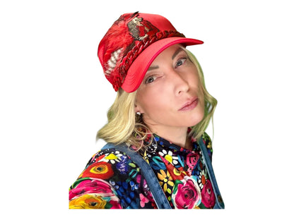 NEW Style Statement “Cigar Woman” Patchwork Jeweled Fashionable Avant-Garde Turcker Hat