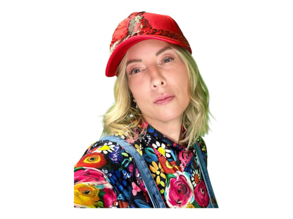 NEW Style Statement “Cigar Woman” Patchwork Jeweled Fashionable Avant-Garde Turcker Hat