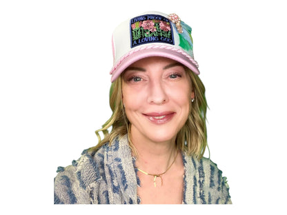 NEW Style Statement “LIVING PROOF” Patchwork Jeweled Avant-Garde Fashionable Trucker Hat