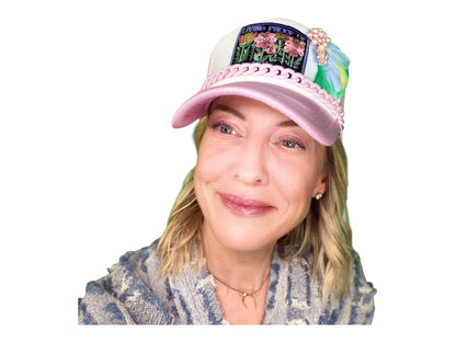 NEW Style Statement “LIVING PROOF” Patchwork Jeweled Avant-Garde Fashionable Trucker Hat