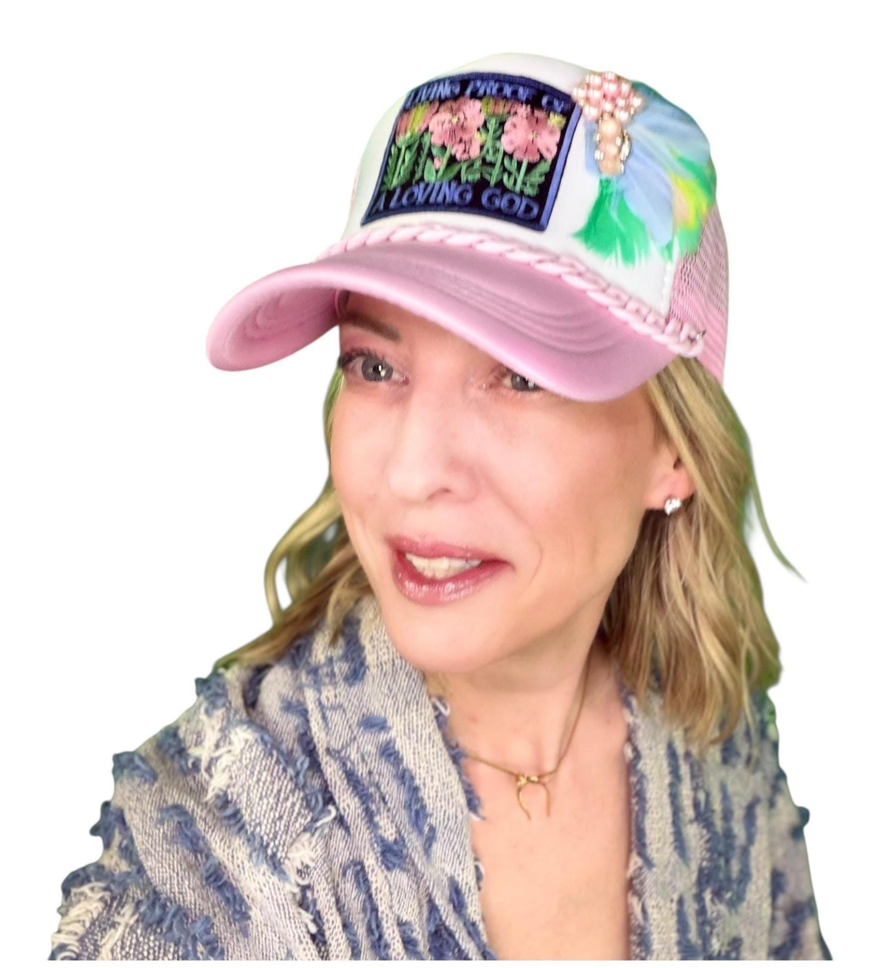 NEW Style Statement “LIVING PROOF” Patchwork Jeweled Avant-Garde Fashionable Trucker Hat