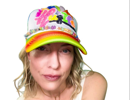 NEW Style Statement “HUSTLE” Patchwork Jeweled Bougie Trucker Hat
