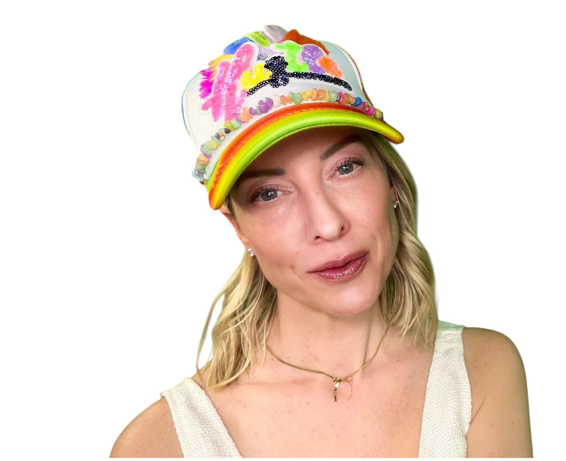 NEW Style Statement “HUSTLE” Patchwork Jeweled Bougie Trucker Hat