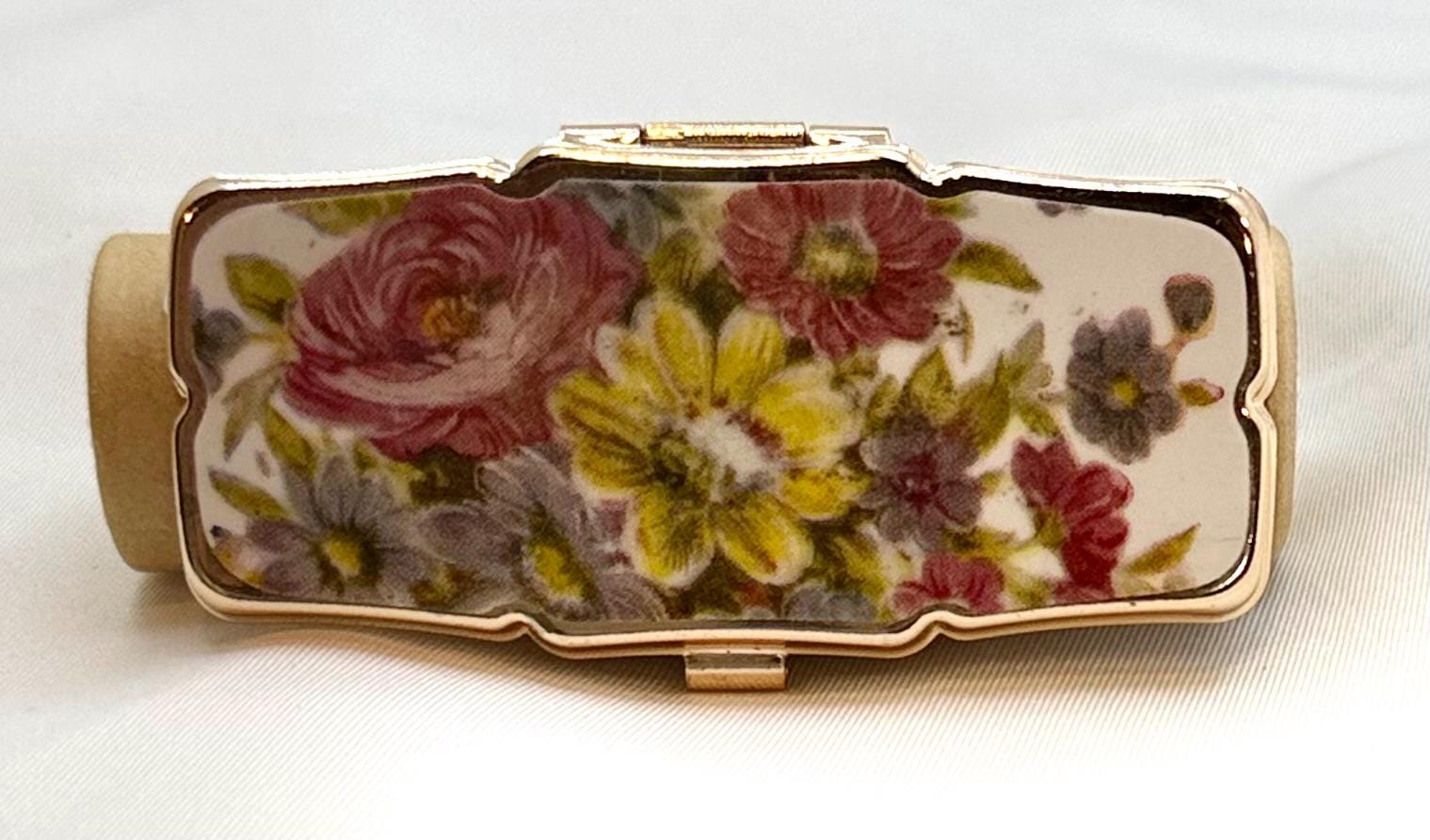 Vintage Rectangle Series of Statement Lipstick Holders with Flip-Up Mirror - Lip gloss travel carrier