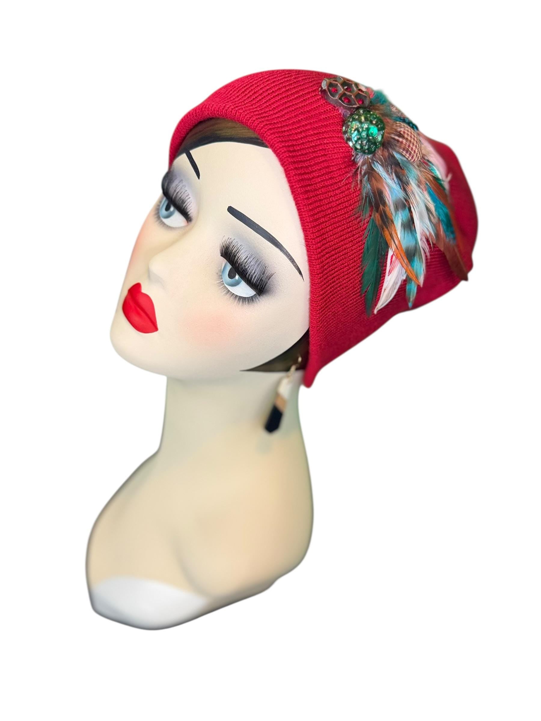 Emerald Fields Statement Patchwork Flapper - Embellished Vintage Jeweled & Feathered All Season Wearables