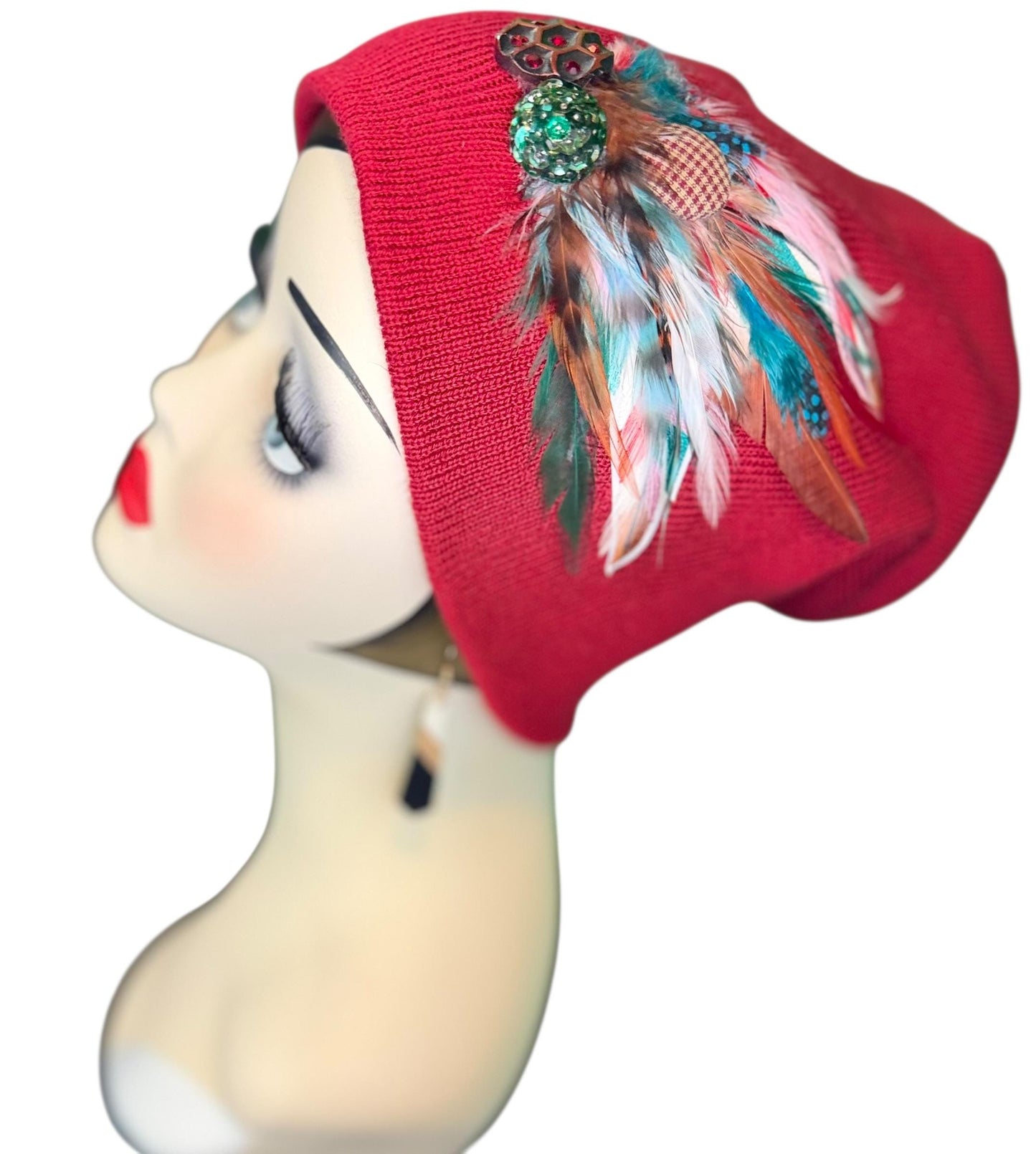 Emerald Fields Statement Patchwork Flapper - Embellished Vintage Jeweled & Feathered All Season Wearables