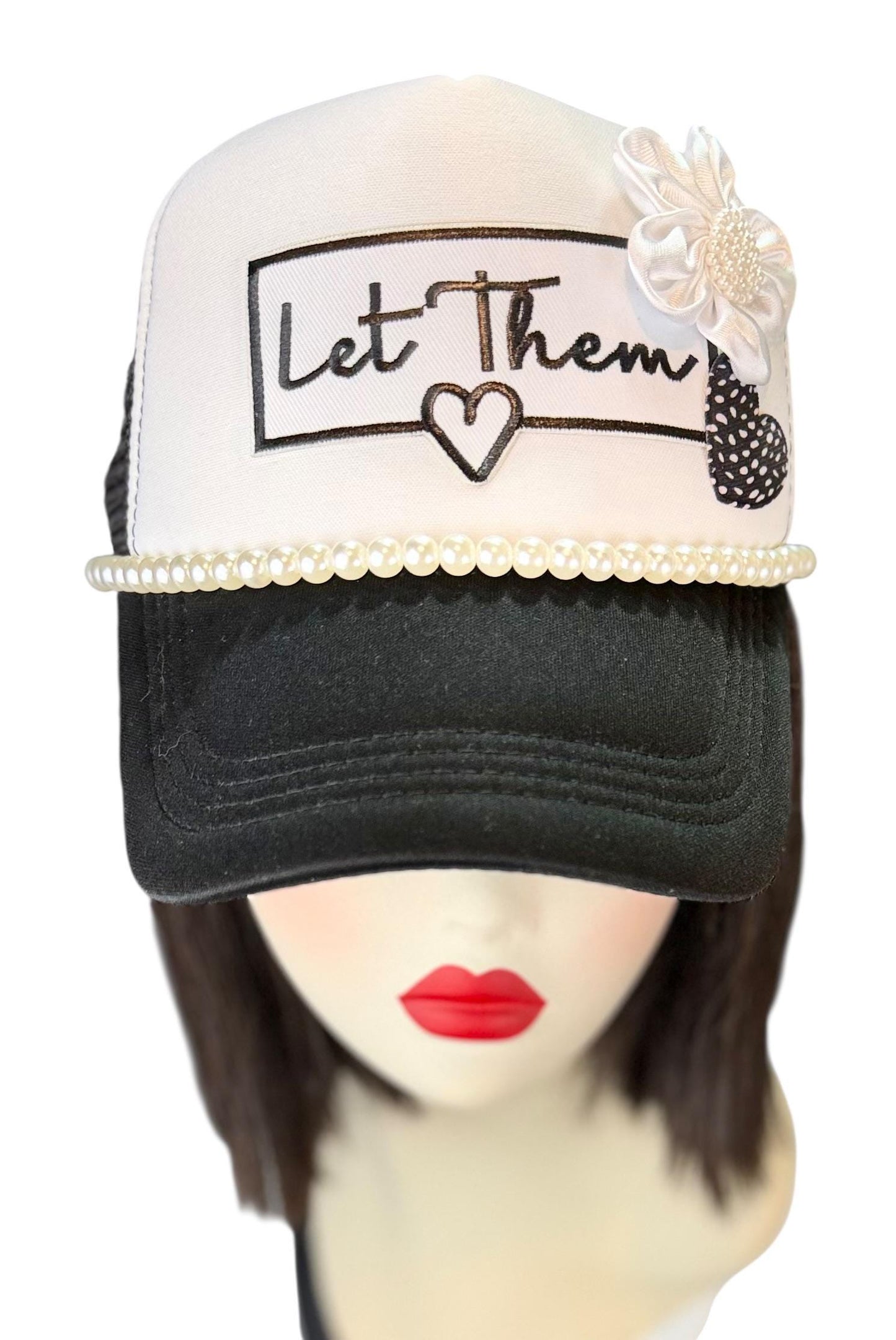 Girl Power Statement “Let Them” Patchwork Embellished Trucker Hat