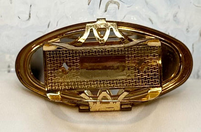 Rare Gold Enamel Floral Heart Filigree Detailed Vintage Lip Balm Mirror Ring