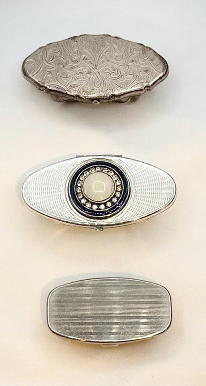 Rare Vintage Silver Statement Lipstick Ring Holder with Flip-up Mirror