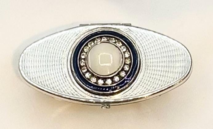 Rare Vintage Silver Statement Lipstick Ring Holder with Flip-up Mirror