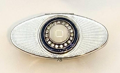 Rare Vintage Silver Statement Lipstick Ring Holder with Flip-up Mirror
