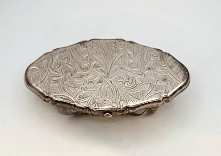 Rare Vintage Silver Statement Lipstick Ring Holder with Flip-up Mirror