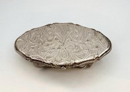 Rare Vintage Silver Statement Lipstick Ring Holder with Flip-up Mirror
