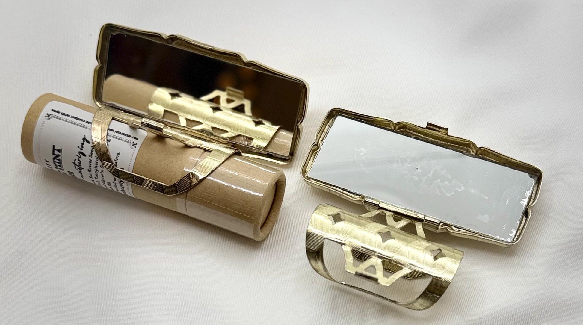 Vintage Rectangle Series of Statement Lipstick Holders with Flip-Up Mirror - Lip gloss travel carrier