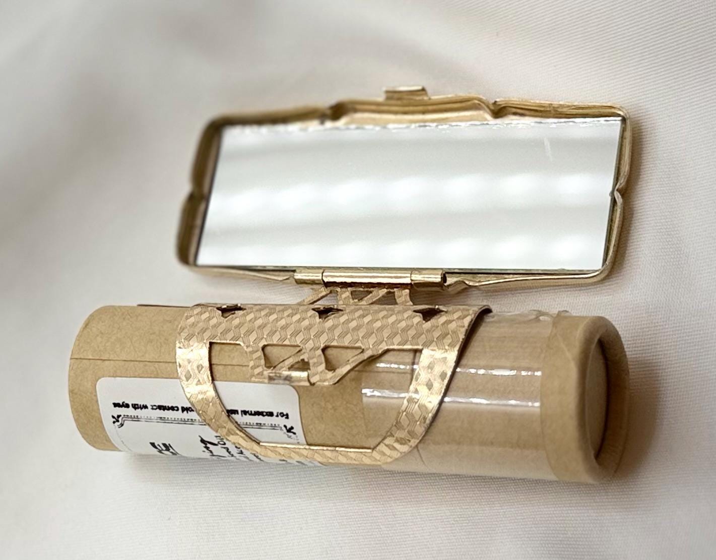 Vintage Rectangle Series of Statement Lipstick Holders with Flip-Up Mirror - Lip gloss travel carrier