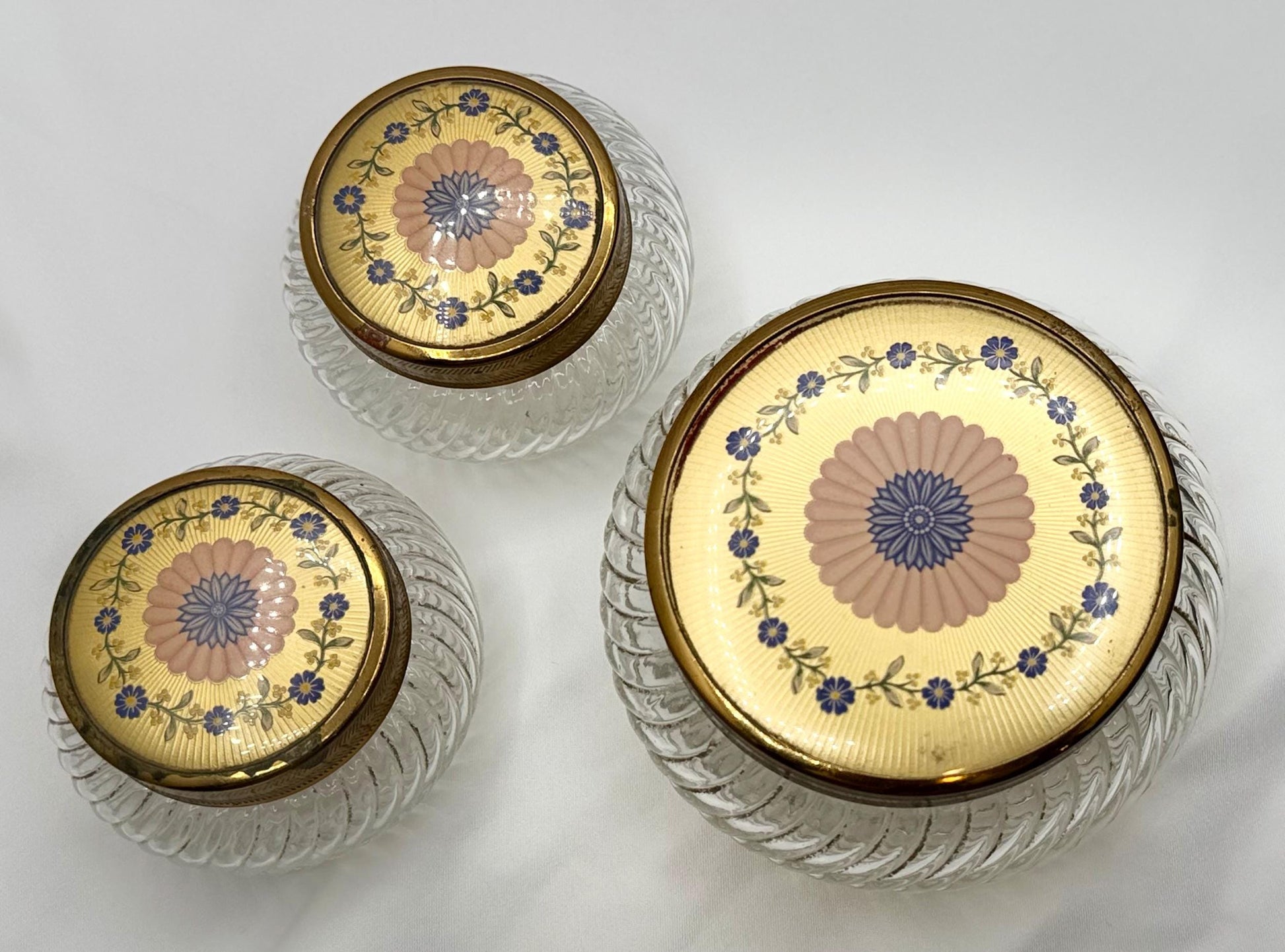 Vintage Collectible Vanity Powder Glass Jars - Ladies Dresser