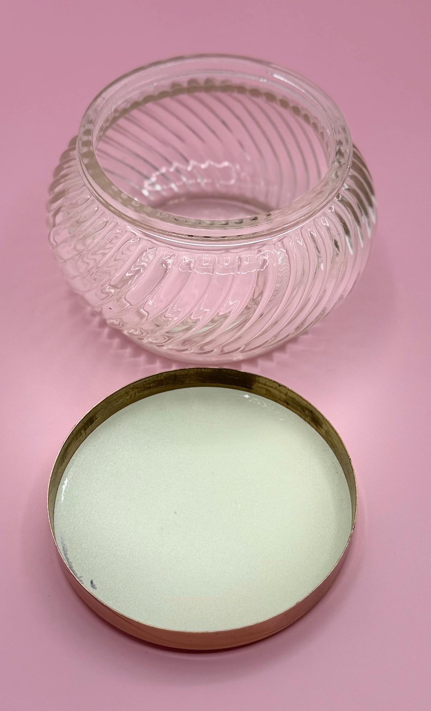 Vintage Collectible Vanity Powder Glass Jars - Heart Motif Ladies Dresser Jars