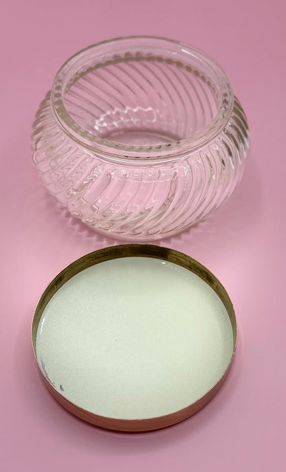 Vintage Collectible Vanity Powder Glass Jars - Heart Motif Ladies Dresser Jars