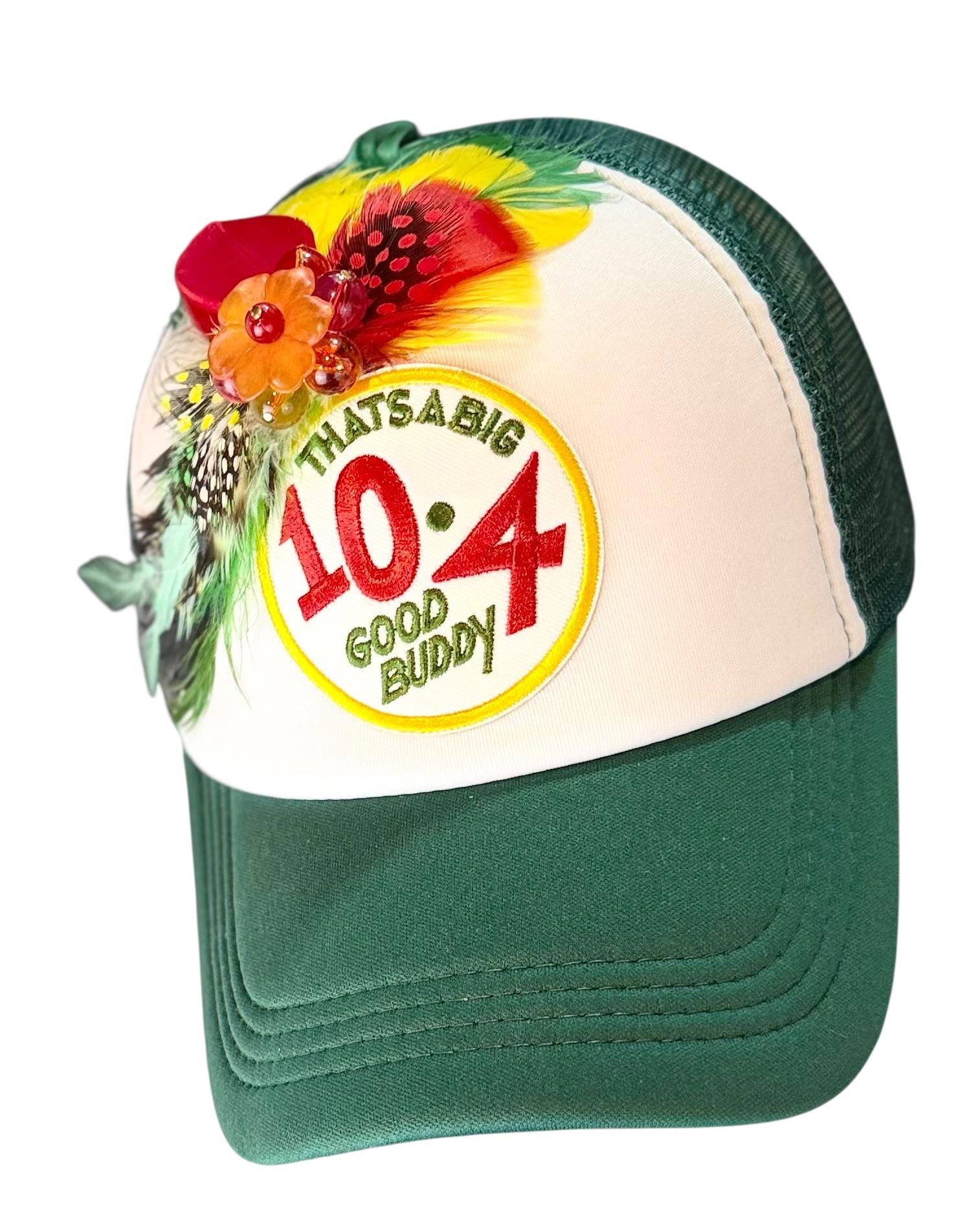 Weekend Retreat Friendship Statement “That’s A BIG 10-4 Good Buddy” Patchwork Adorned Trucker Hats