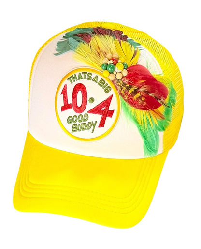 Weekend Retreat Friendship Statement “That’s A BIG 10-4 Good Buddy” Patchwork Adorned Trucker Hats