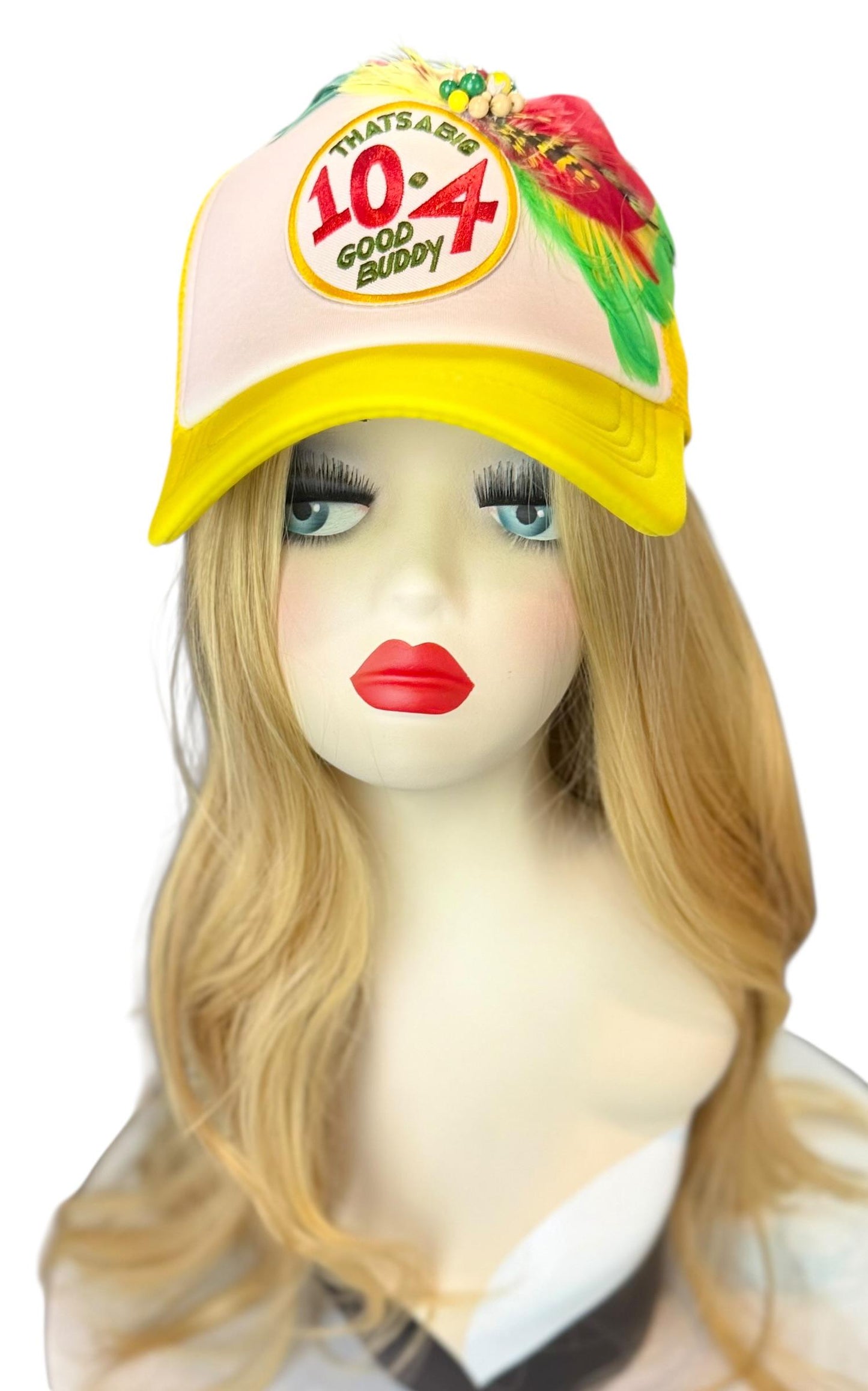 Weekend Retreat Friendship Statement “That’s A BIG 10-4 Good Buddy” Patchwork Adorned Trucker Hats