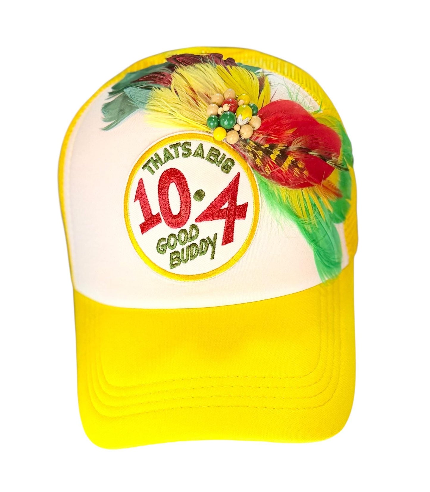 Weekend Retreat Friendship Statement “That’s A BIG 10-4 Good Buddy” Patchwork Adorned Trucker Hats