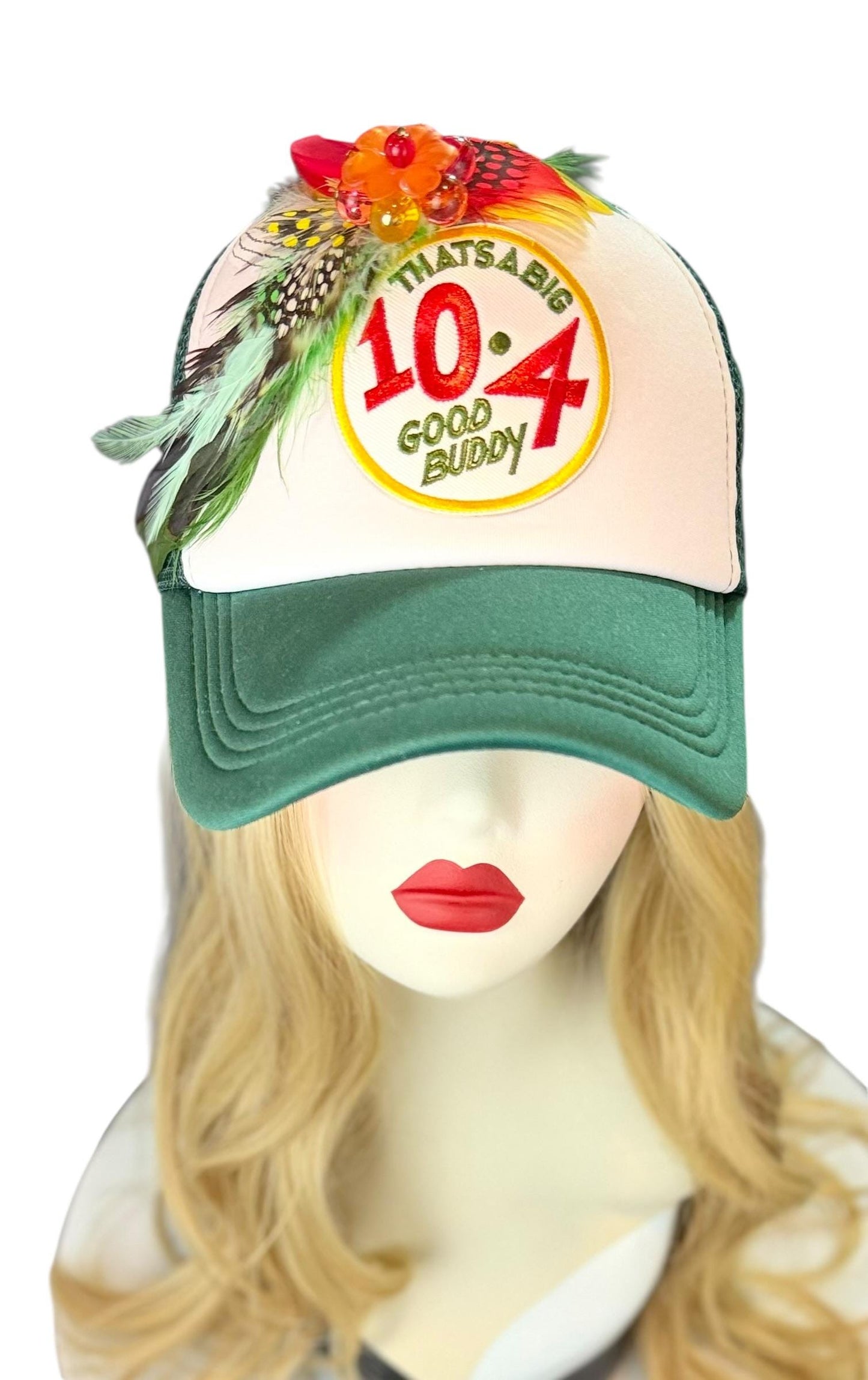 Weekend Retreat Friendship Statement “That’s A BIG 10-4 Good Buddy” Patchwork Adorned Trucker Hats