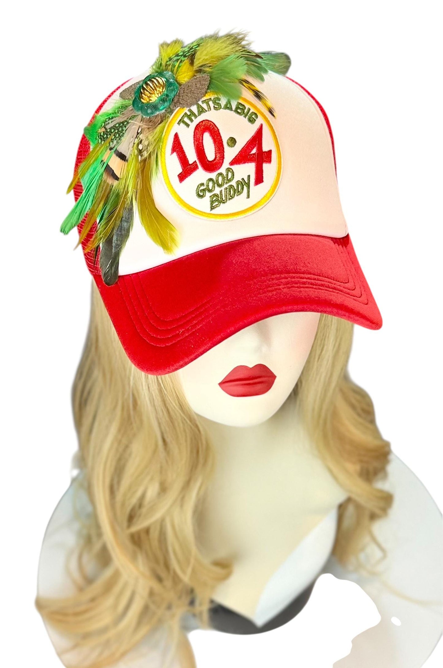 Weekend Retreat Friendship Statement “That’s A BIG 10-4 Good Buddy” Patchwork Adorned Trucker Hats